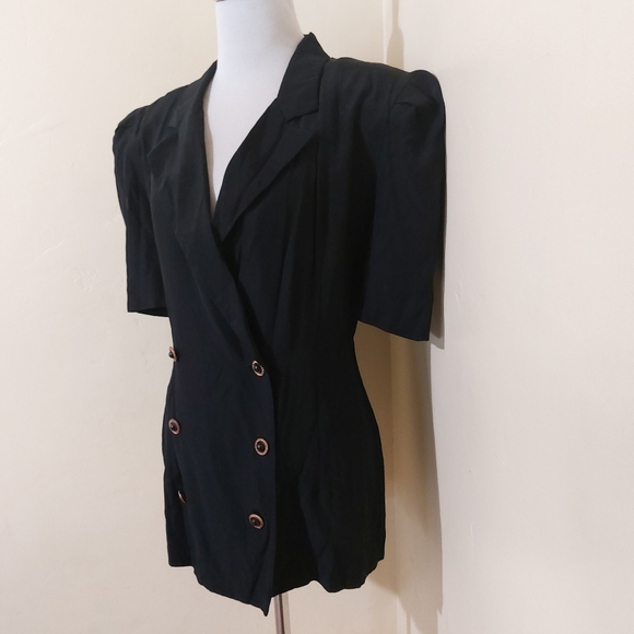 All That Jazz Vintage 80s Retro Sheer Floral Short Sleeve Blazer Jacket Womens - Picture 2 of 12